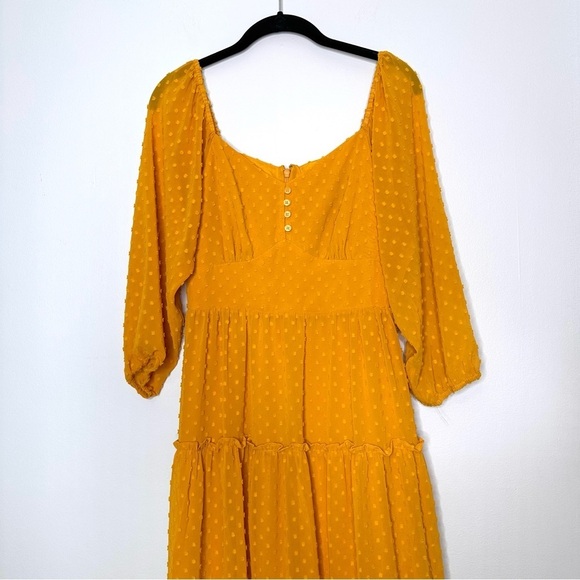 Womens J Crew Tiered Dress Long Sleeve Midi in Swiss Dot Item AG545 Boho Gold - Picture 6 of 9